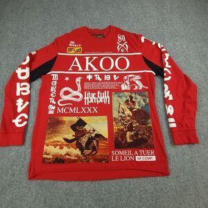 Akoo Brand Shirt mens 2XL red Long Sleeve no rivals graphic print hip hop